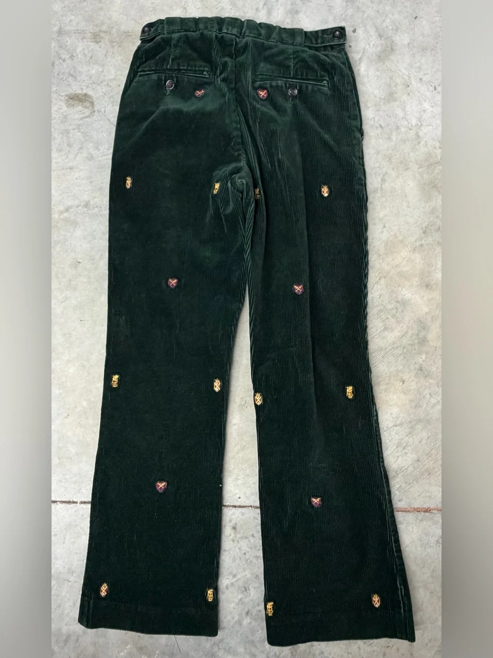 Polo - Ralph Lauren - Dark Green Embroidered Corduroy Pants - Size 12